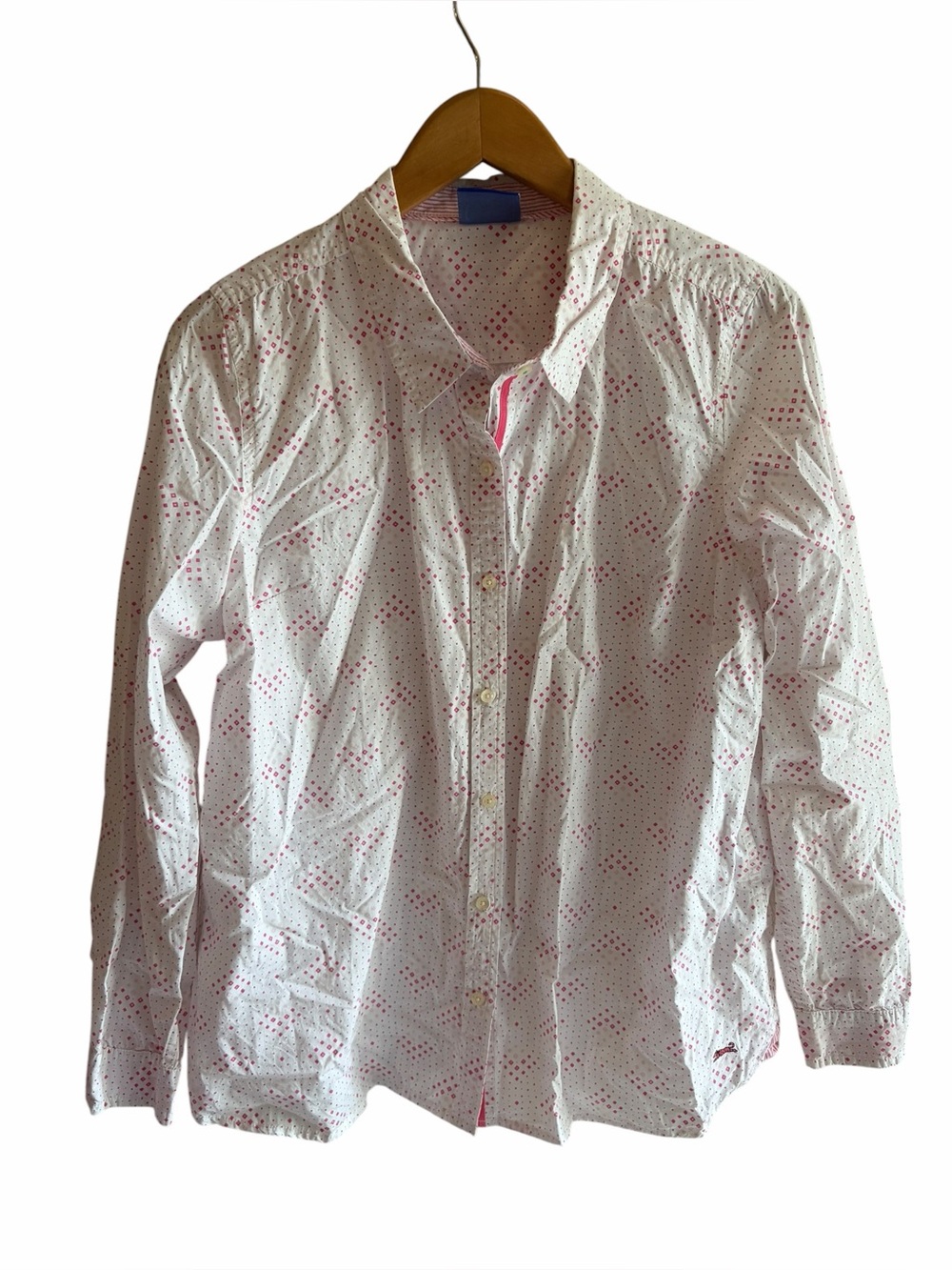 Le Tigre Womens Pink Print Button Down Shirt